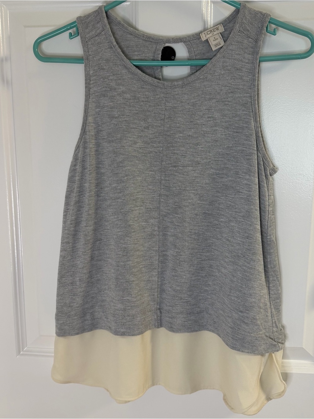 J. Crew Gray Knit Tank with Cream Chiffon Hem SP
